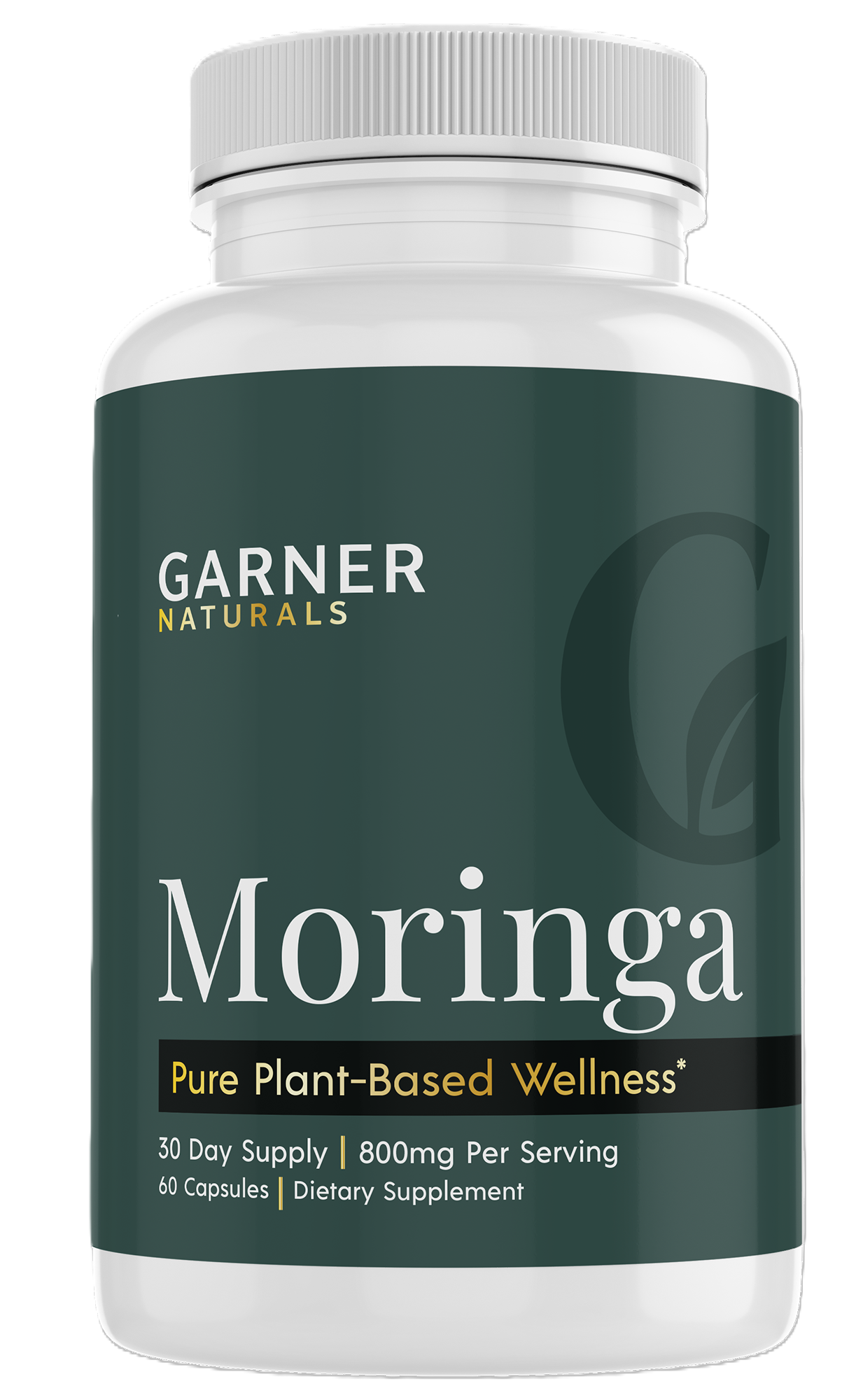 Garner Naturals Moringa supplement bottle on a white background