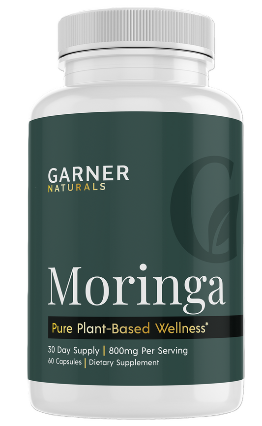 Garner Naturals Moringa supplement bottle on a white background